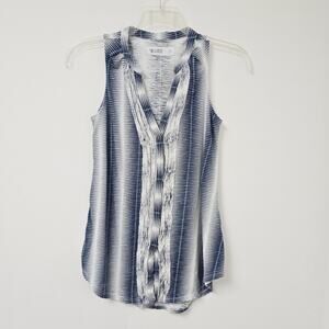 Carve Designs Top Small Womens Middleton Sleeveless Button Front Blue V-neck